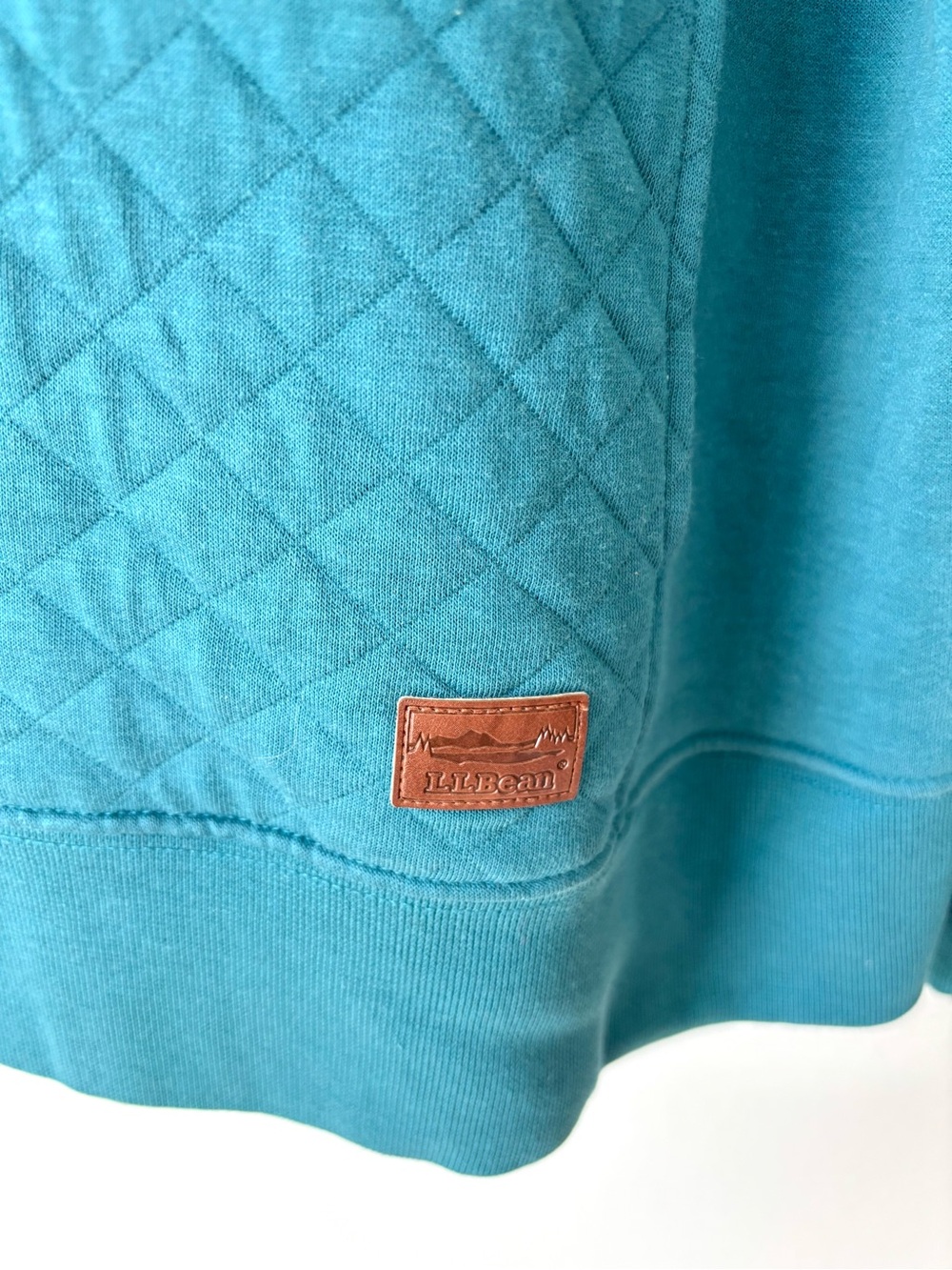 L.L.Bean Diamond Quilted 1/4-zip Pullover Teal Blue Outdoor Athleisure Travel - Picture 5 of 11
